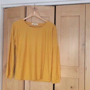 Rose & Olive Yellow Blouse, Long Sleeve Size Medium